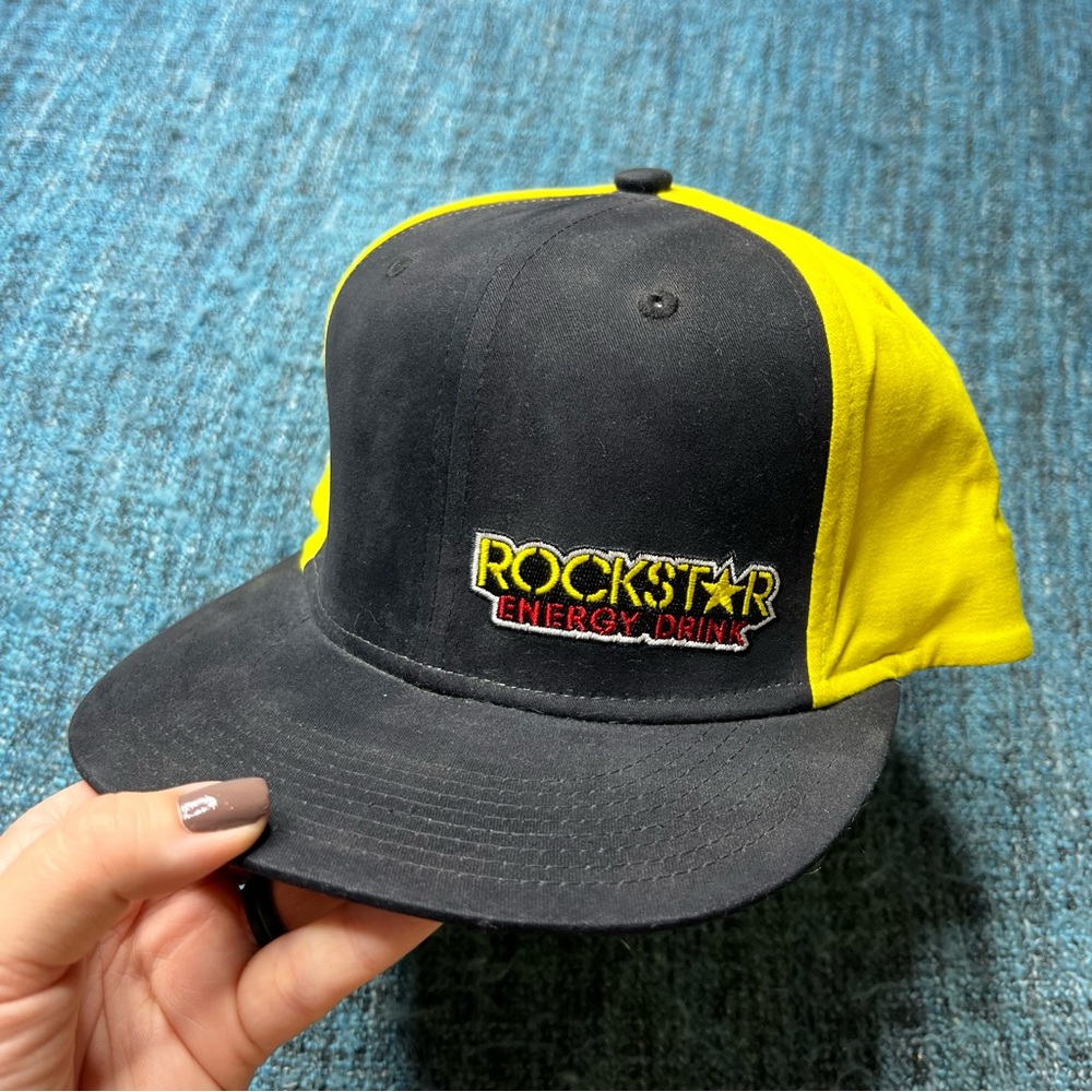Rock Star Energy Logo Flat Fitty Hat in Yellow Black